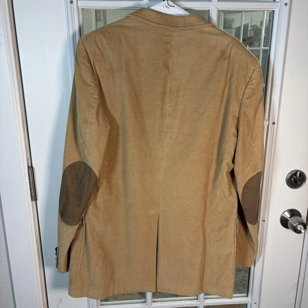 Vintage Corduroy Sport Coat Blazer Men's Size L42 Suede Elbow Patches Fall